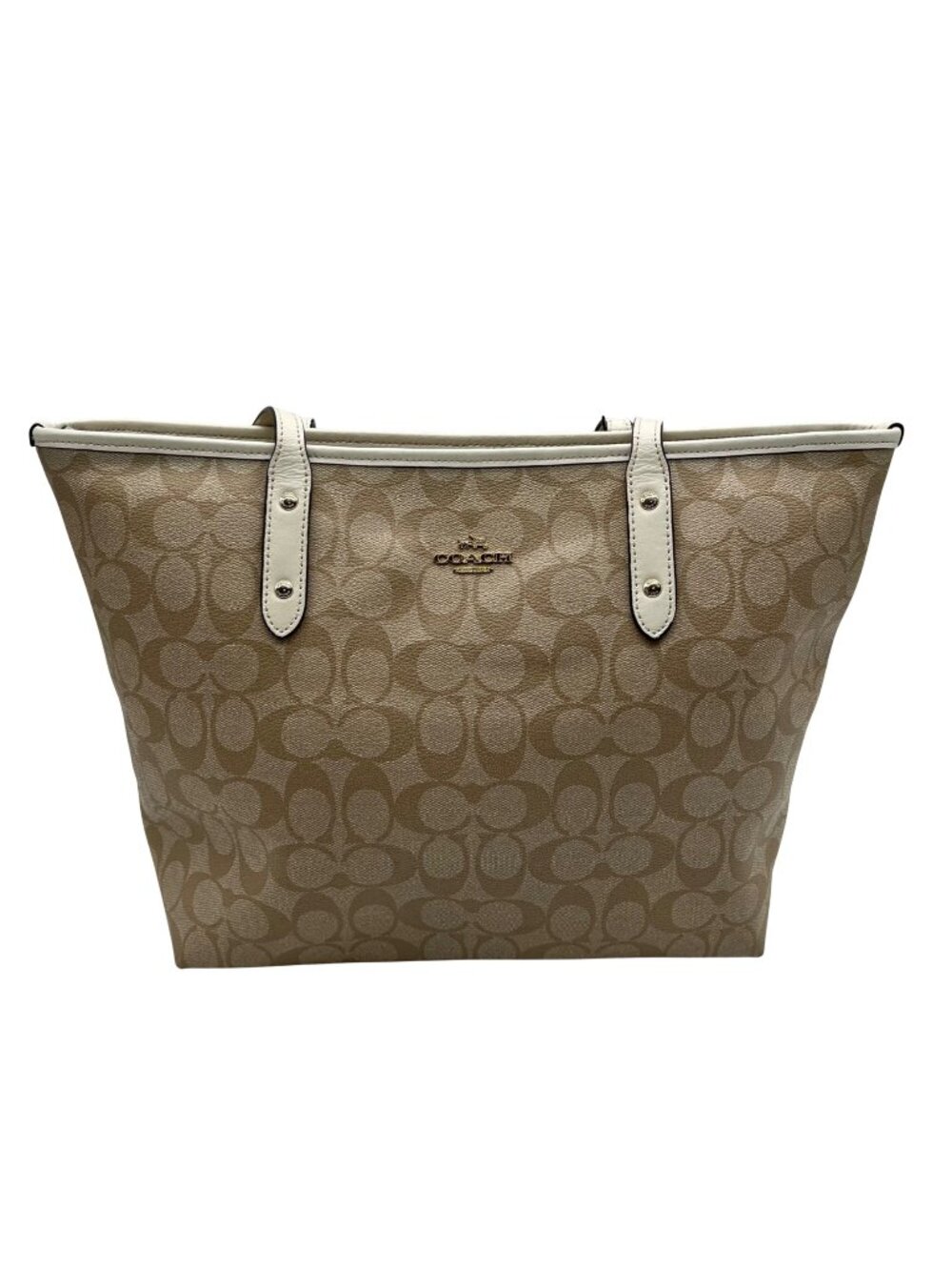 Coach Tan Signature Coated Canvas City Tote Bag-F58292